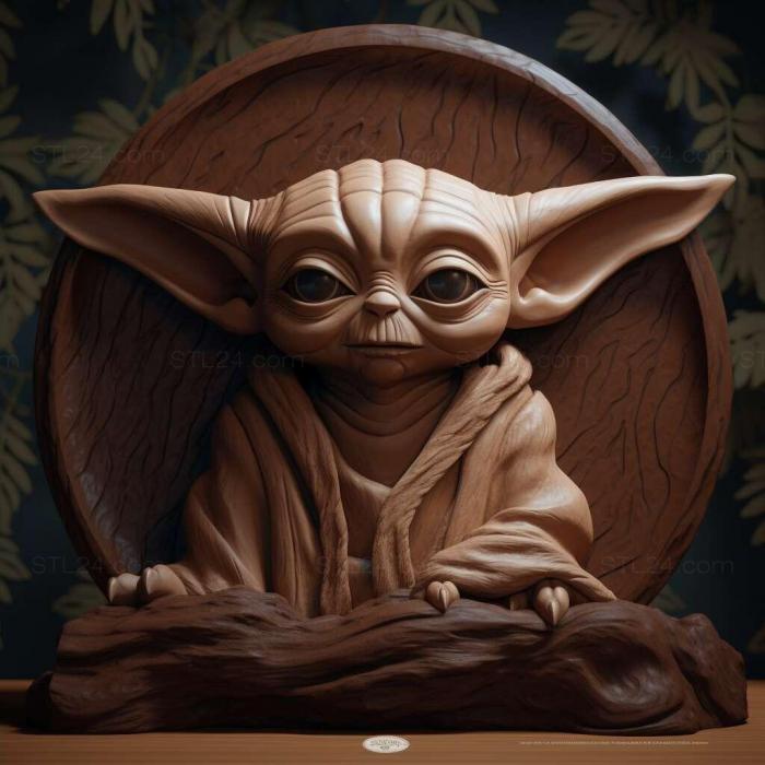 Characters (baby yoda 4, HERO_4012) 3D models for cnc